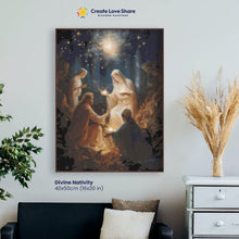 Load image into Gallery viewer, Divine Nativity diamond painting canvas kit layout by create love share