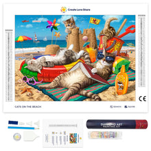 Load image into Gallery viewer, cats on the beach diamond painting, cats on the beach diamond art by Create Love Share Australia