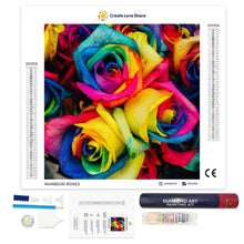 Load image into Gallery viewer, rainbow roses diamond painting, rainbow roses diamond art by Create Love Share Australia