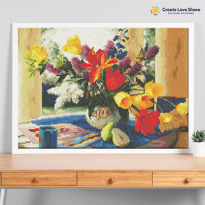 spring bouquet diamond painting canvas kit layout by create love share