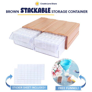 Stackable Storage Containers Create Love Share Brown 