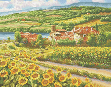 Load image into Gallery viewer, tuscany sunflowers diamond painting rendering preview by create love share
