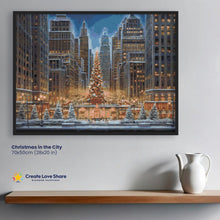 Load image into Gallery viewer, Christmas in the City diamond painting canvas kit layout by create love share
