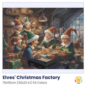 Elves' Christmas Factory diamond painting rendering preview by create love share