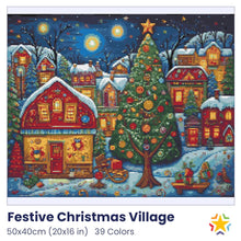 Load image into Gallery viewer, Festive Christmas Village diamond painting rendering preview by create love share
