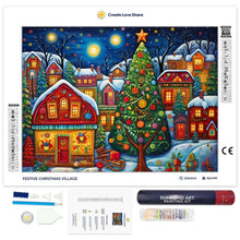 Load image into Gallery viewer, Festive Christmas Village full drill diamond painting by create love share
