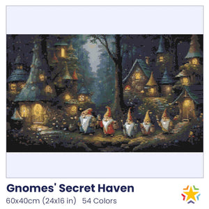 Gnomes' Secret Haven diamond painting rendering preview by create love share