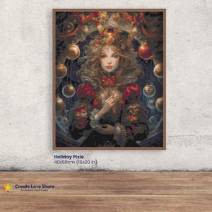 Holiday Pixie diamond painting canvas kit layout by create love share