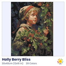 Load image into Gallery viewer, Holly Berry Bliss diamond painting rendering preview by create love share

