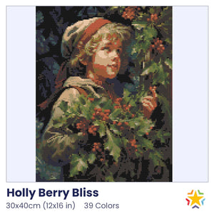 Holly Berry Bliss diamond painting rendering preview by create love share