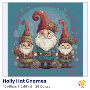 Holly Hat Gnomes diamond painting rendering preview by create love share