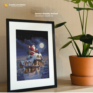 Santa's Sneaky Arrival diamond painting canvas kit layout by create love share