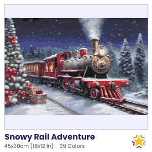 Snowy Rail Adventure diamond painting rendering preview by create love share