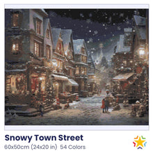 Load image into Gallery viewer, Snowy Town Street diamond painting rendering preview by create love share
