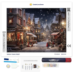 Snowy Town Street full drill diamond painting by create love share