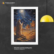Load image into Gallery viewer, Wise Men and the Guiding Star diamond painting canvas kit layout by create love share
