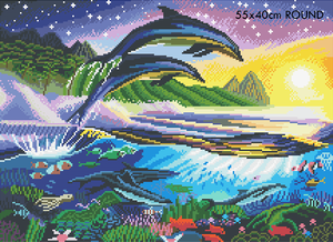 Atlantic Dolphins Diamond Painting Art Kit Create Love Share 55x40cm Round 