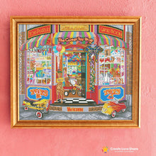Load image into Gallery viewer, corner toy store diamond painting canvas kit layout by create love share
