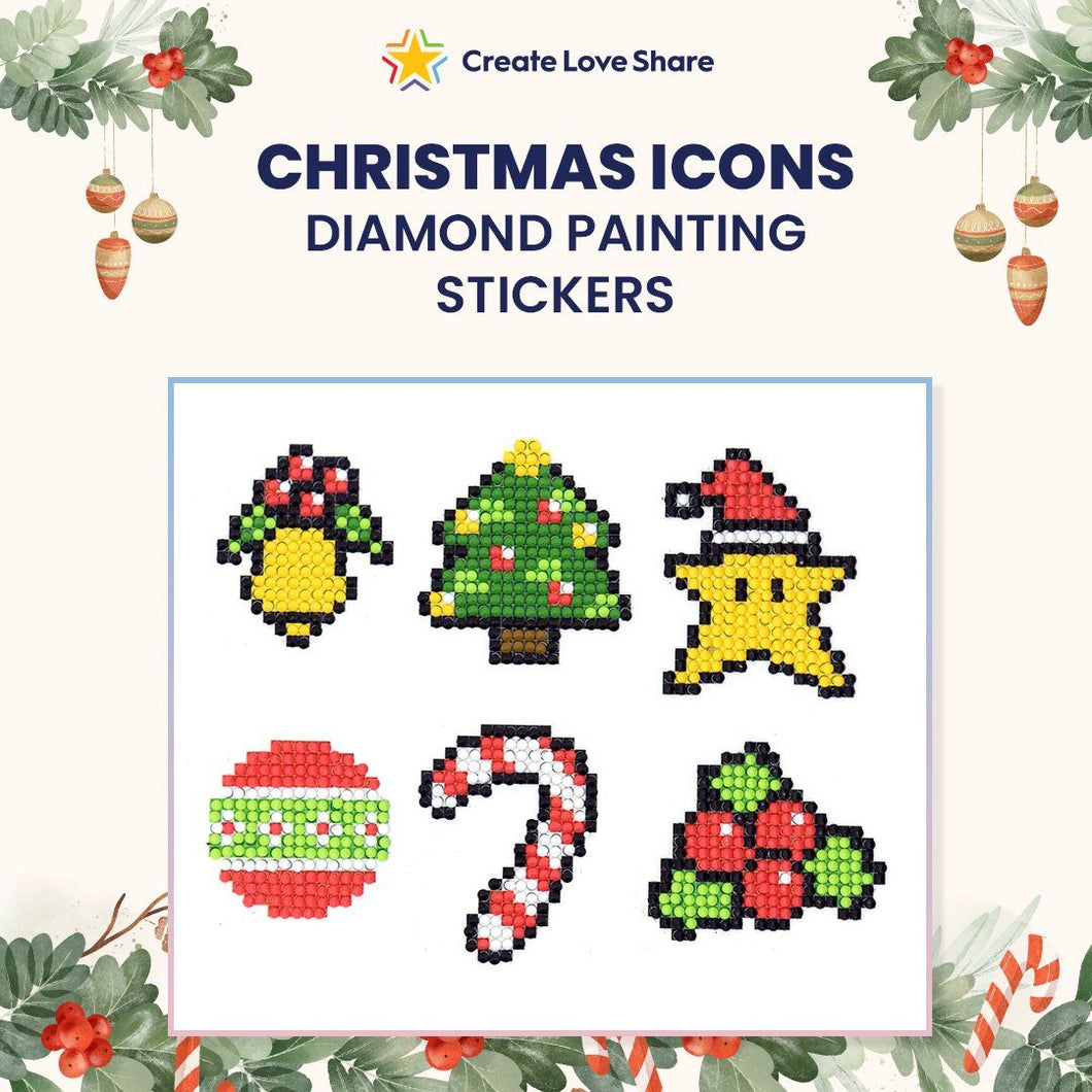 Diamond Painting Stickers - Christmas Icons Create Love Share 