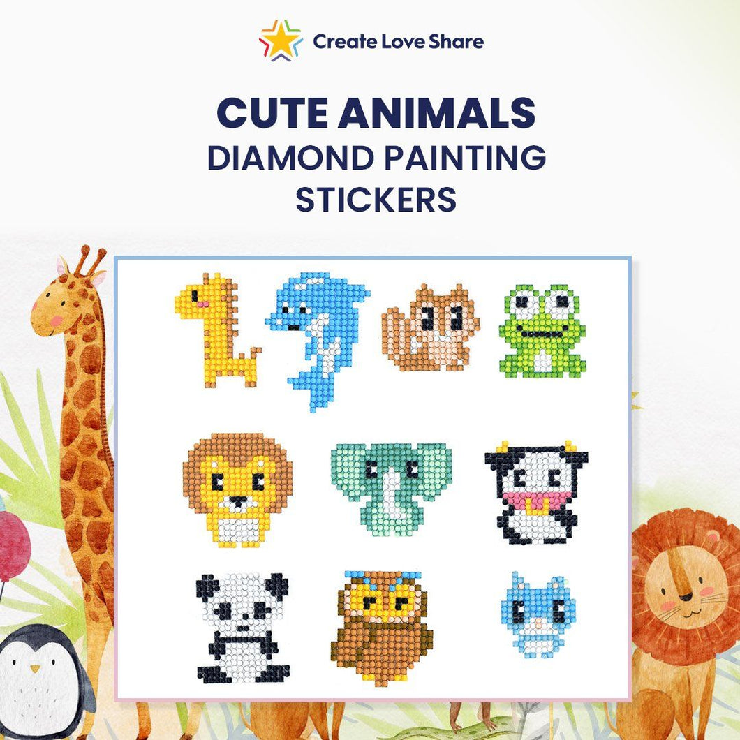 Diamond Painting Stickers - Cute Animals Create Love Share 