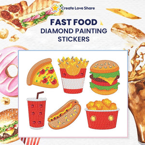 Diamond Painting Stickers - Fast Food Create Love Share 