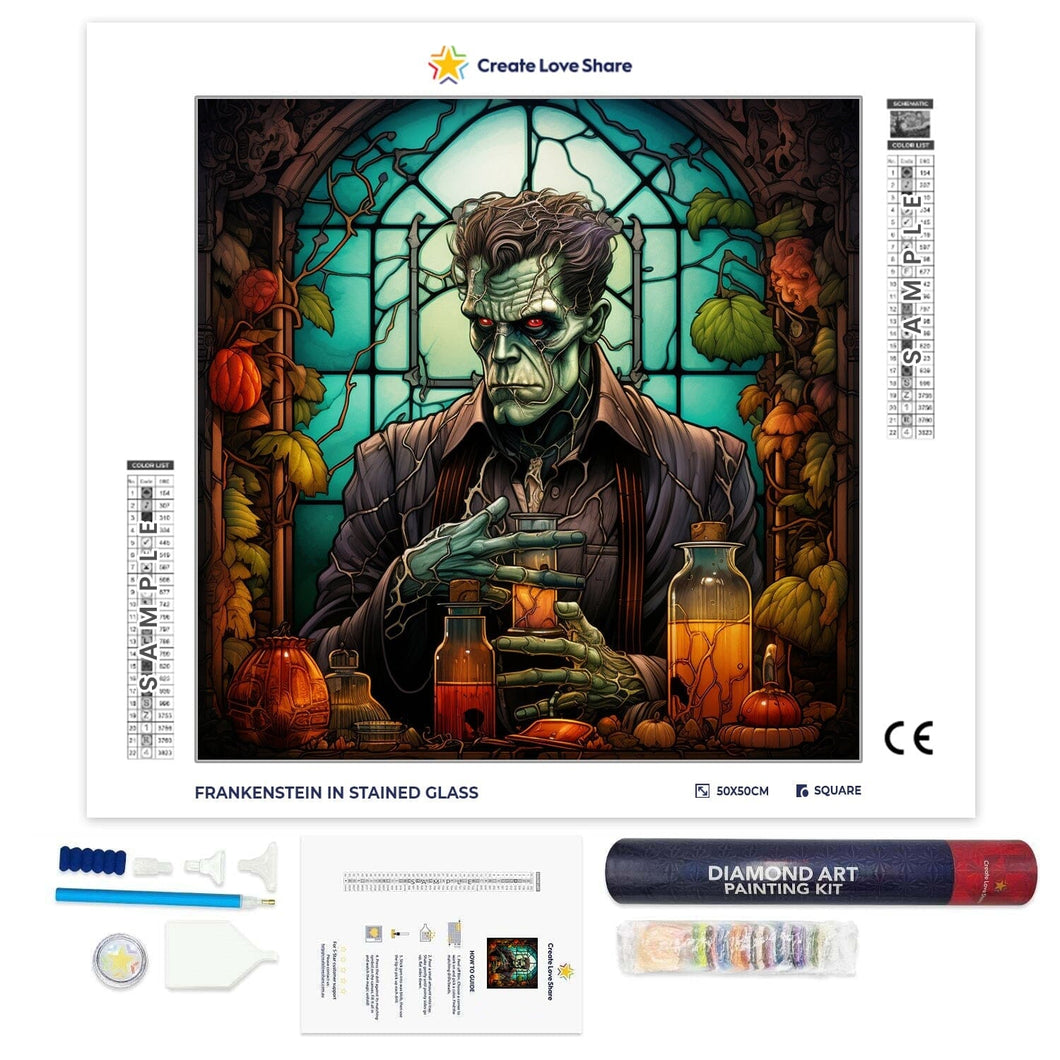 Frankenstein in Stained Glass full drill diamond painting by create love share