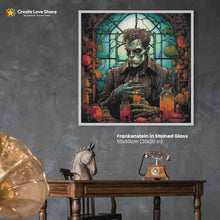 Load image into Gallery viewer, Frankenstein in Stained Glass diamond painting canvas kit layout by create love share
