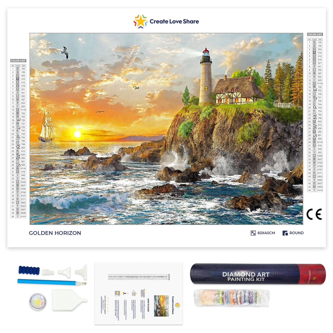 golden horizon diamond painting, golden horizon diamond art by Create Love Share Australia