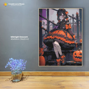 Midnight Descent diamond painting canvas kit layout by create love share