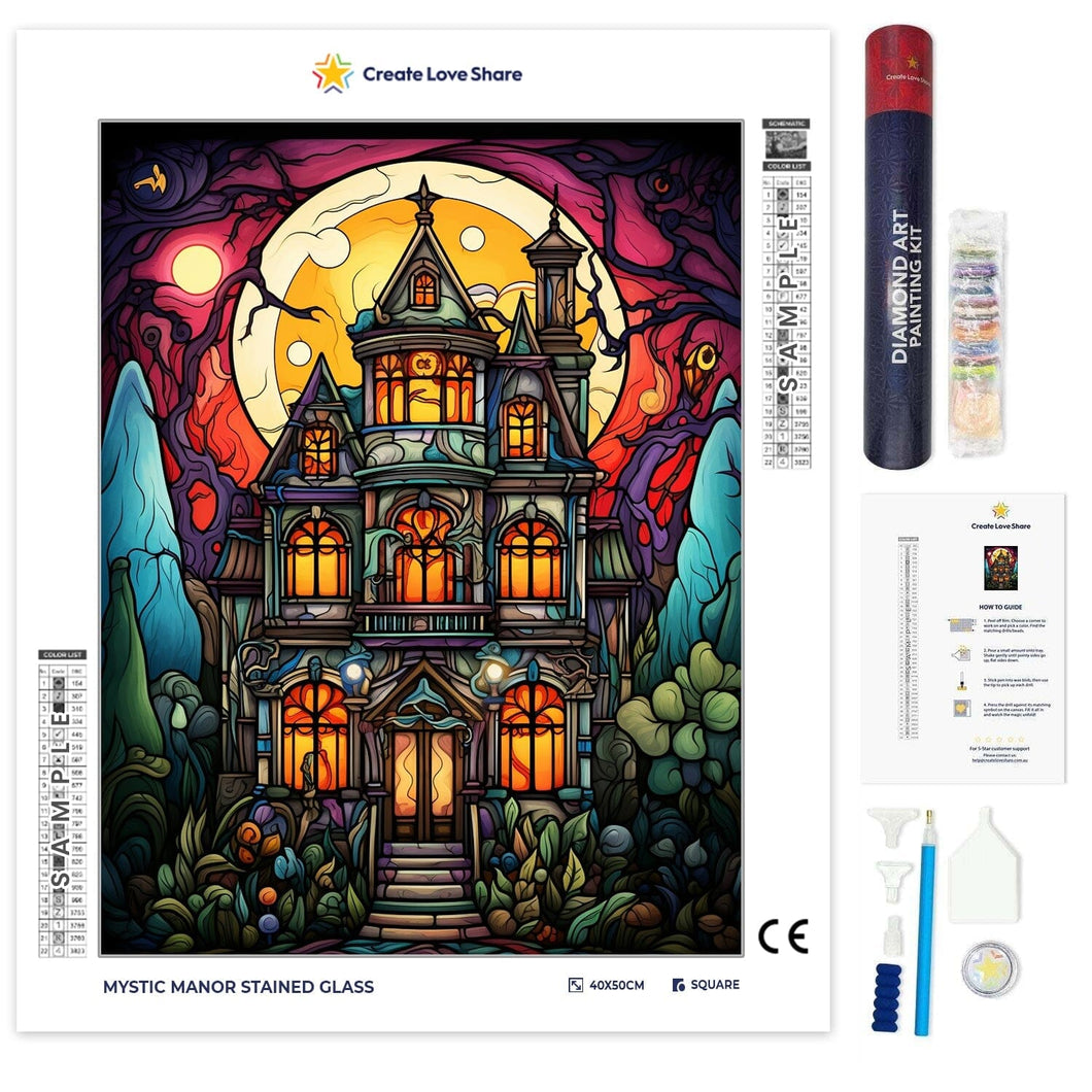 Mystic Manor Stained Glass full drill diamond painting by create love share