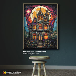 Mystic Manor Stained Glass diamond painting canvas kit layout by create love share