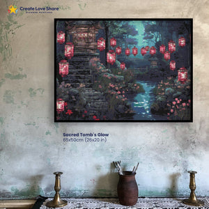 Sacred Tomb's Glow diamond painting canvas kit layout by create love share