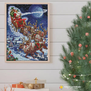 Santa's Sleigh Team Diamond Painting Art Kit Create Love Share 