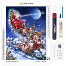 Load image into Gallery viewer, Santa&#39;s Sleigh Team Diamond Painting Art Kit Create Love Share 
