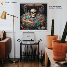 Load image into Gallery viewer, Skull and Jewels diamond painting canvas kit layout by create love share

