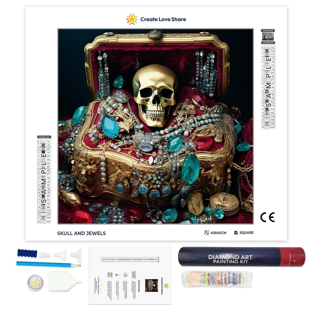Skull and Jewels full drill diamond painting by create love share