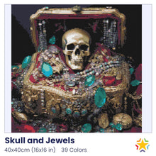 Load image into Gallery viewer, Skull and Jewels diamond painting rendering preview by create love share
