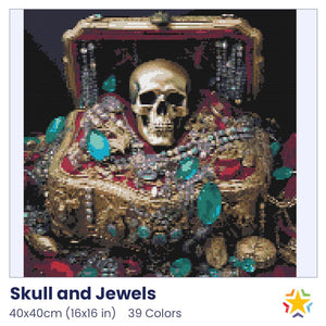 Skull and Jewels diamond painting rendering preview by create love share