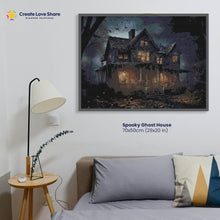 Load image into Gallery viewer, Spooky Ghost House diamond painting canvas kit layout by create love share
