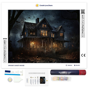 Spooky Ghost House full drill diamond painting by create love share