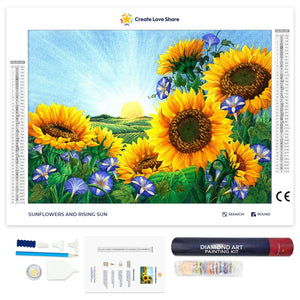sunflowers and rising sun diamond painting, sunflowers and rising sun diamond art by Create Love Share Australia