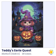 Load image into Gallery viewer, teddy&#39;s eerie quest diamond painting rendering preview by create love share
