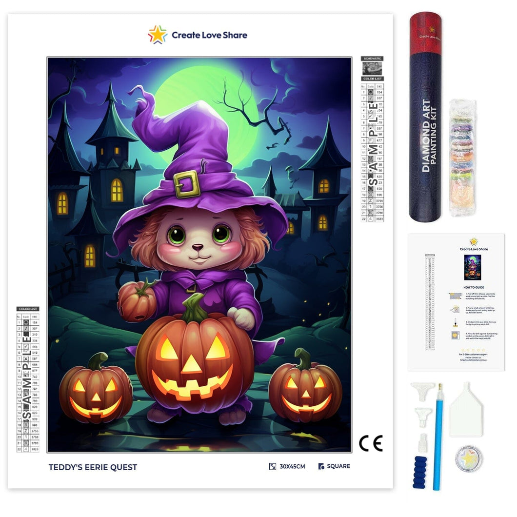 teddy's eerie quest full drill diamond painting by create love share