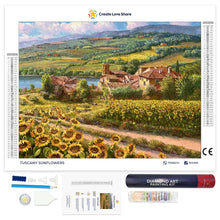 Load image into Gallery viewer, tuscany sunflowers full drill diamond painting by create love share
