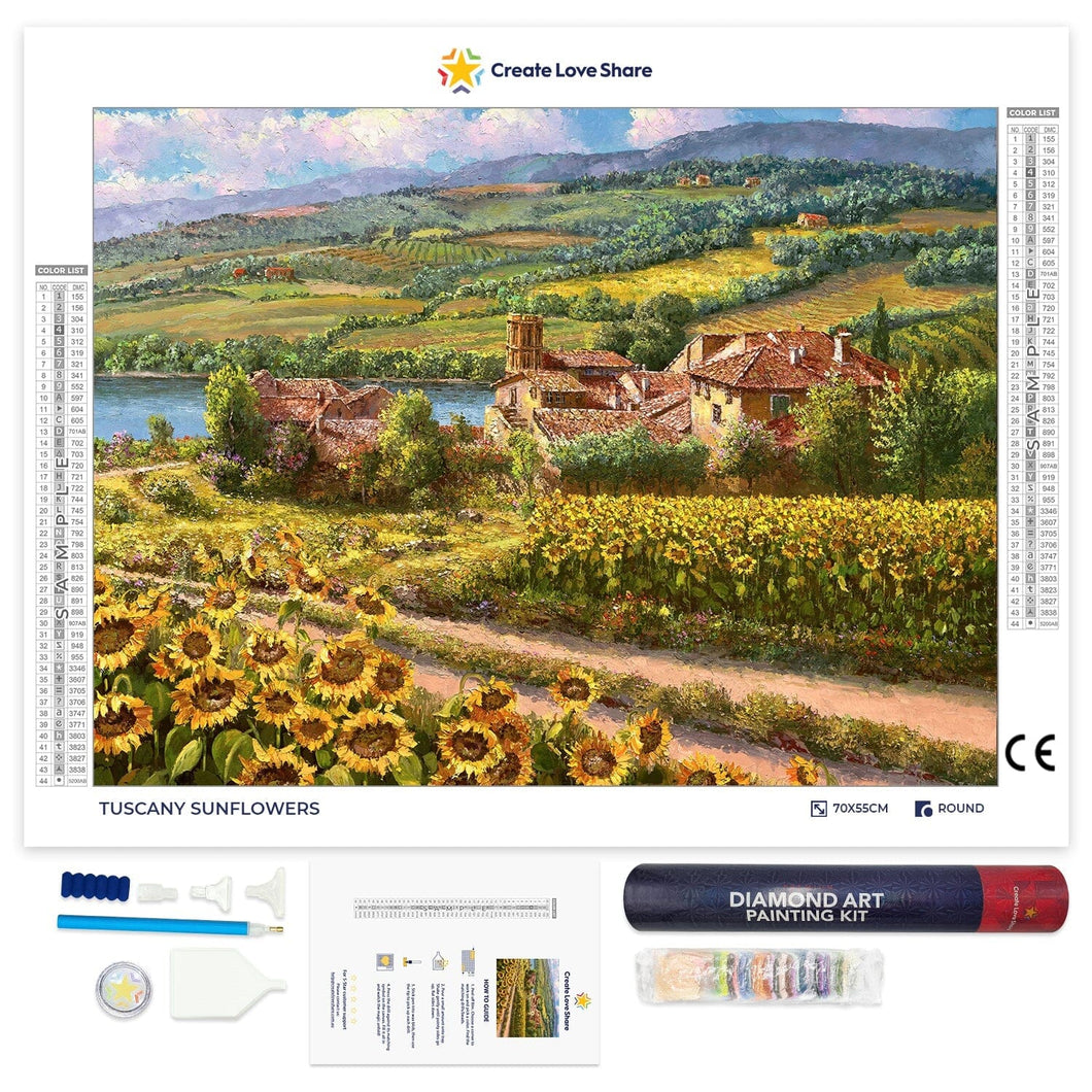 tuscany sunflowers full drill diamond painting by create love share
