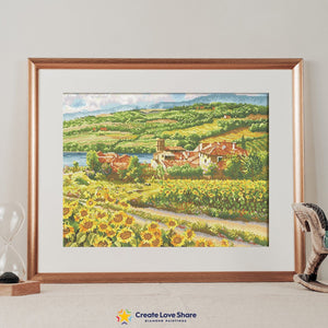 tuscany sunflowers diamond painting canvas kit layout by create love share