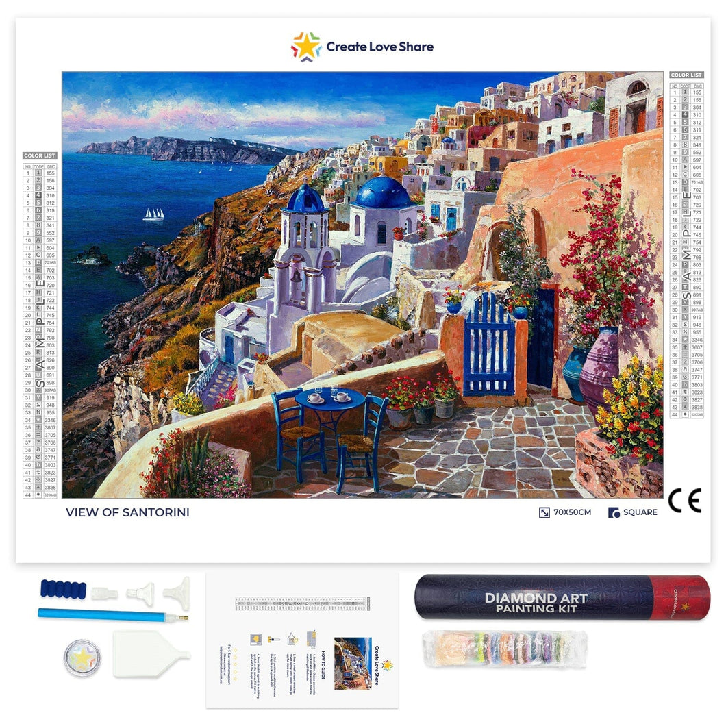 view of santorini full drill diamond painting by create love share