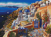 Load image into Gallery viewer, view of santorini diamond painting rendering preview by create love share
