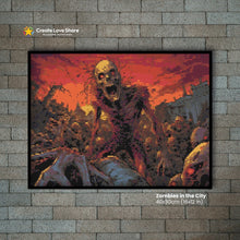 Load image into Gallery viewer, Zombies in the City diamond painting canvas kit layout by create love share
